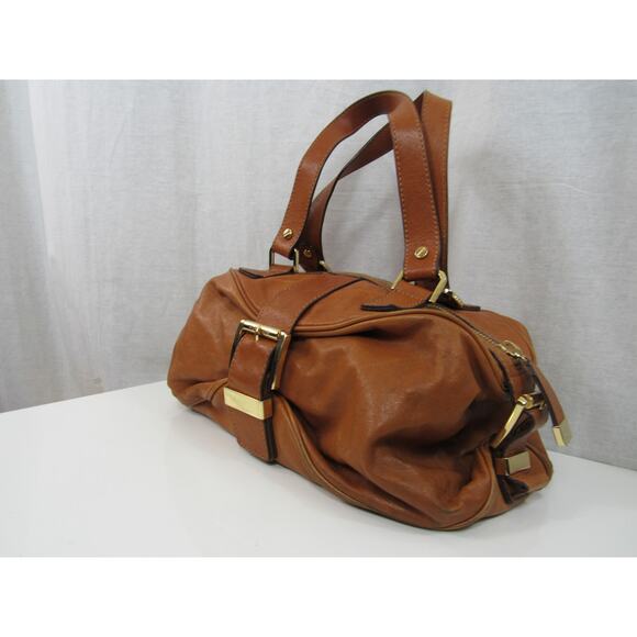 Michael Kors Brown Leather Buckle Shoulder Bag Gold Fold Over Michael - Picture 6 of 13